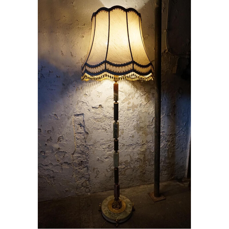 Lámpara de pie vintage en mármol ónice y oro, Italia 1960
