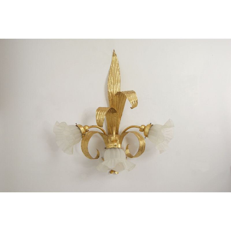 Vintage florentine wall lamp, 1970s