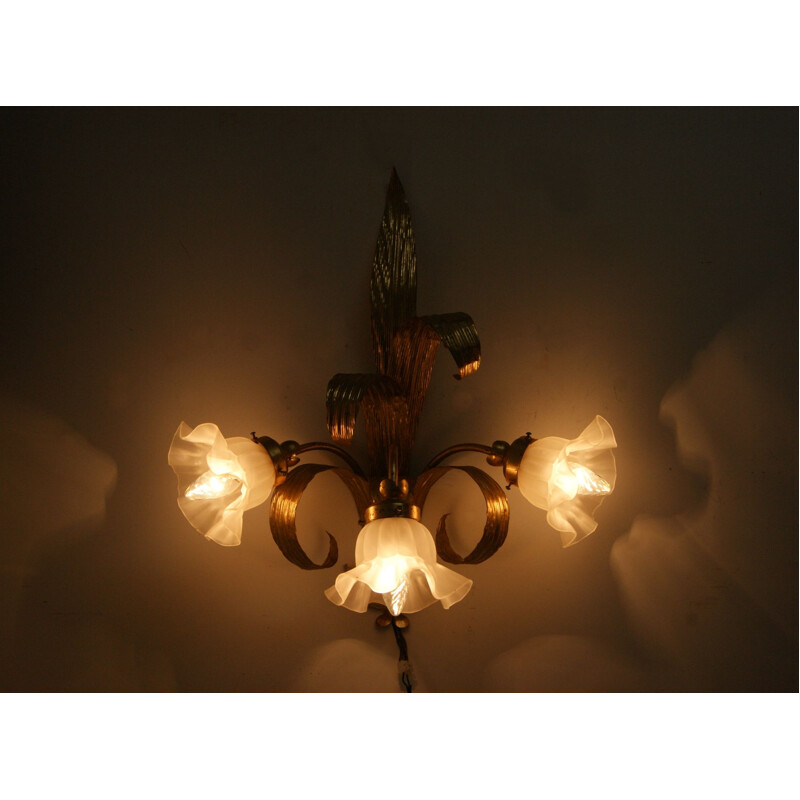 Vintage florentine wall lamp, 1970s