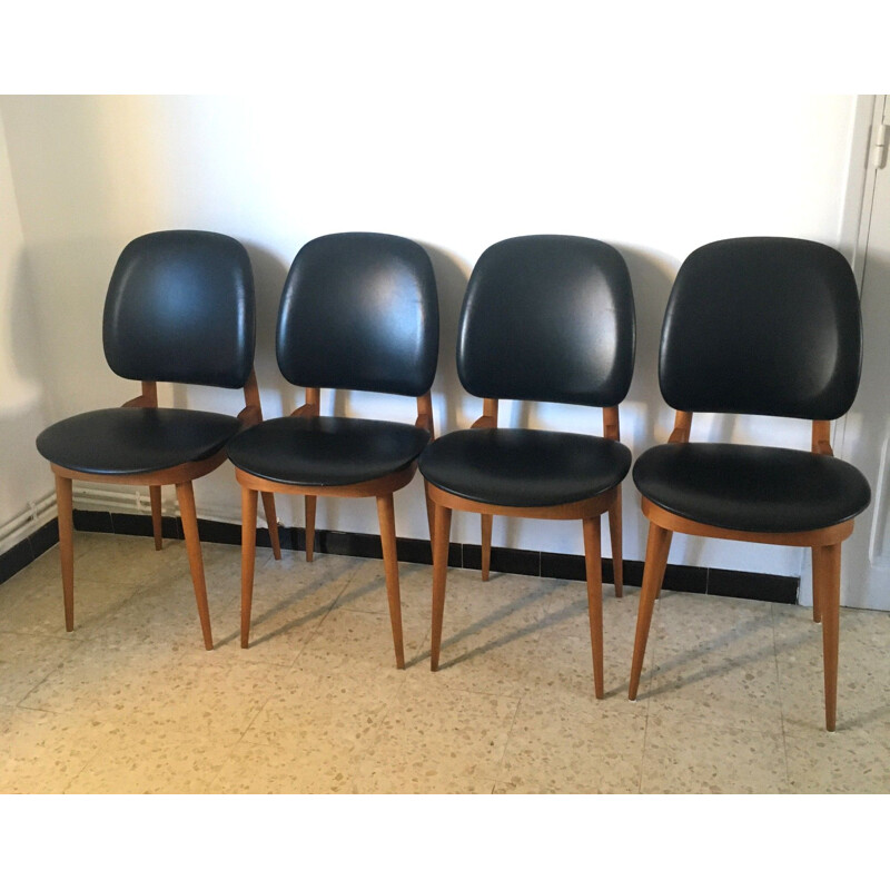 Ensemble de 4 chaises vintage Baumann, 1960