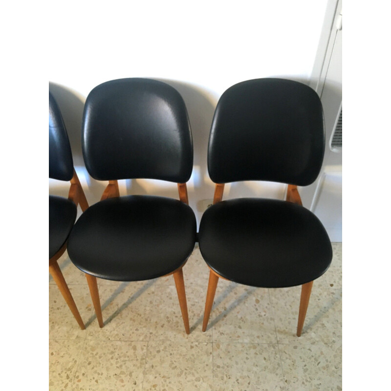 Set of 4 vintage Baumann chairs, 1960s