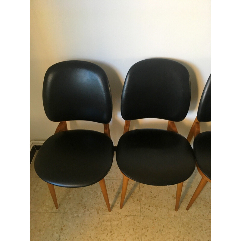 Set of 4 vintage Baumann chairs, 1960s