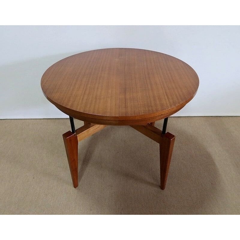 Vintage massief mahoniehouten "rise and fall" tafel, 1970