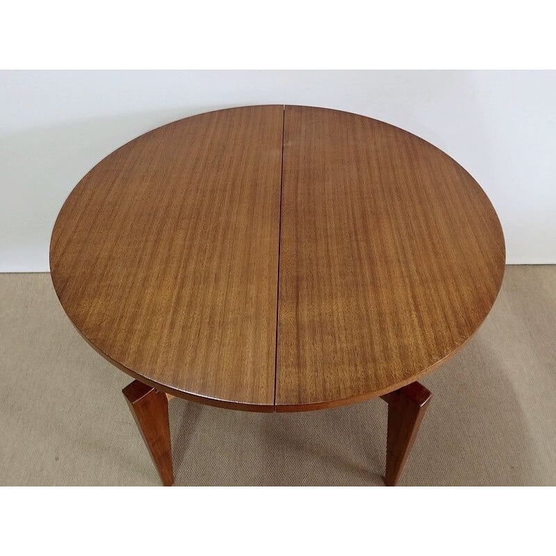 Vintage "rise and fall" solid mahogany table, 1970s