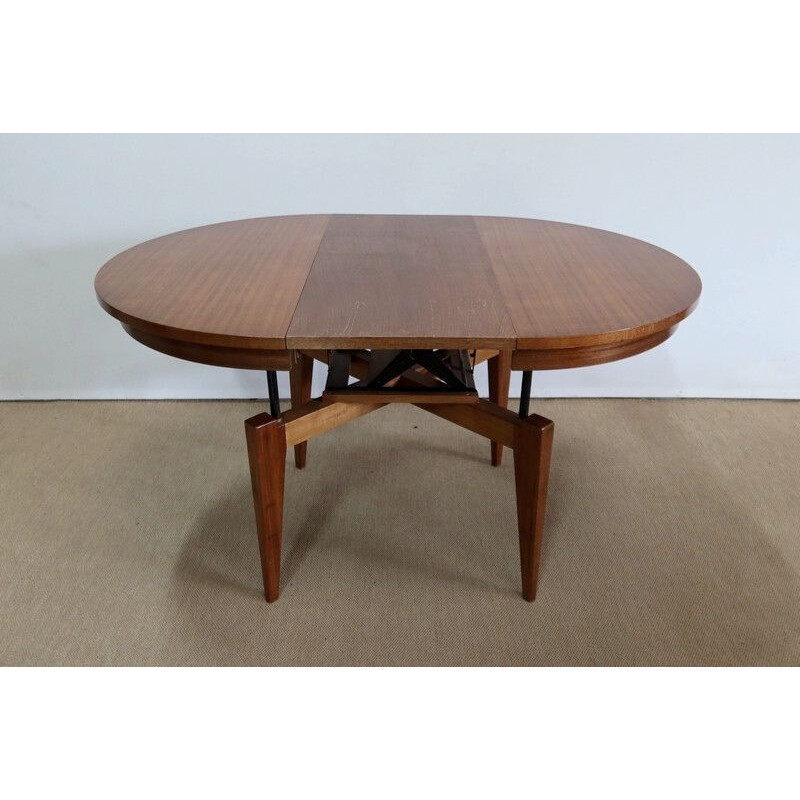Vintage "rise and fall" solid mahogany table, 1970s