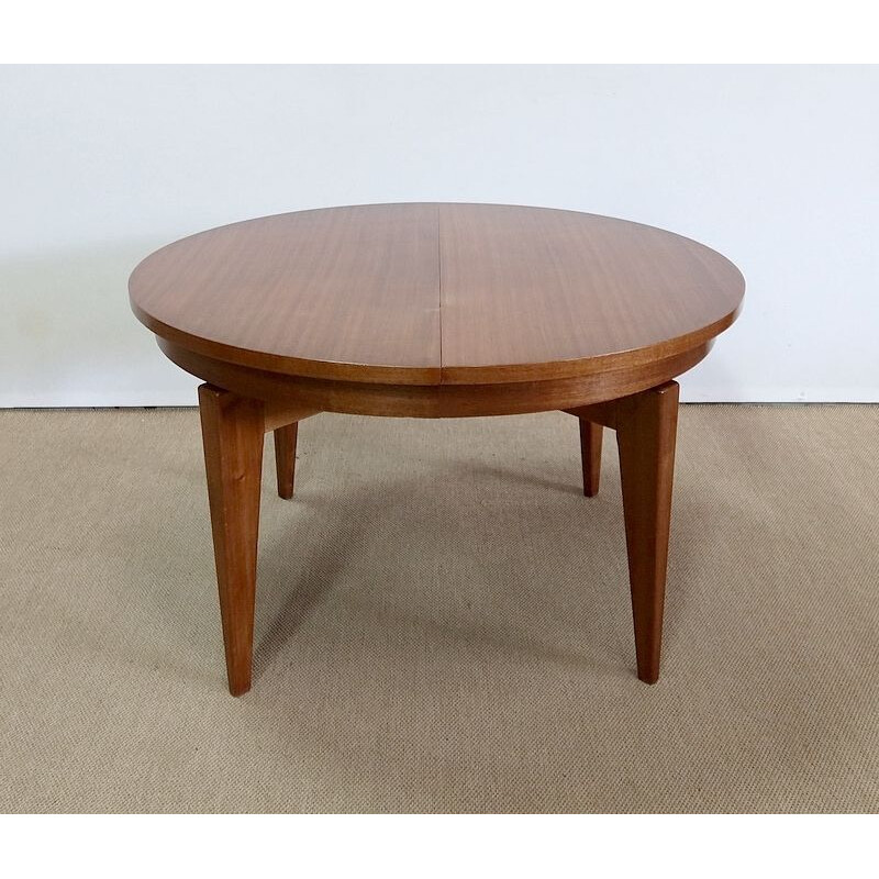 Vintage "rise and fall" solid mahogany table, 1970s