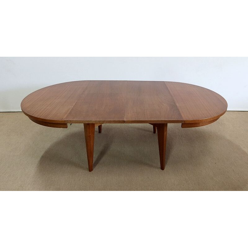 Vintage "rise and fall" solid mahogany table, 1970s
