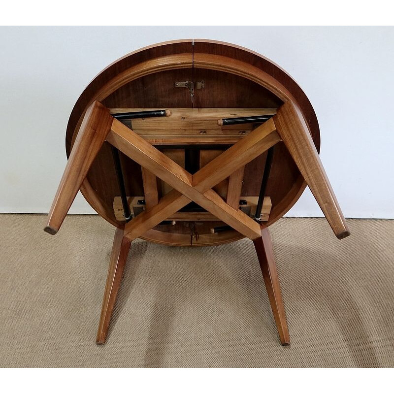 Vintage "rise and fall" solid mahogany table, 1970s