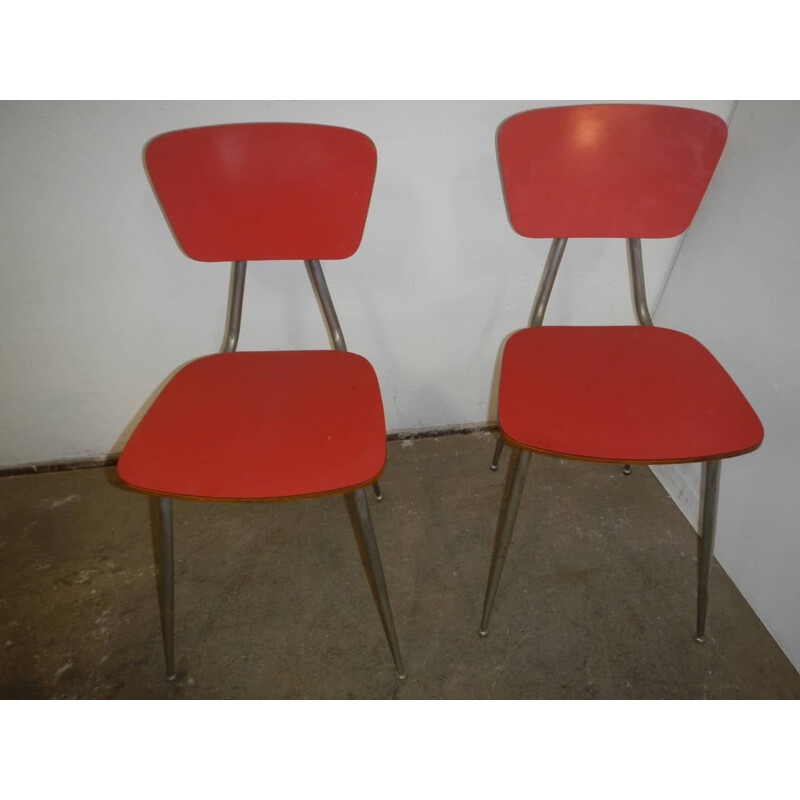 Set of 4 vintage red formica chairs