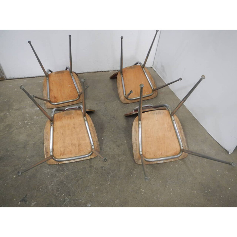 Set van 4 vintage rode formica stoelen