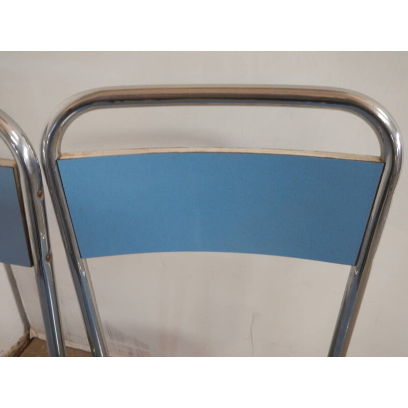 Paire de chaises vintage en formica bleu