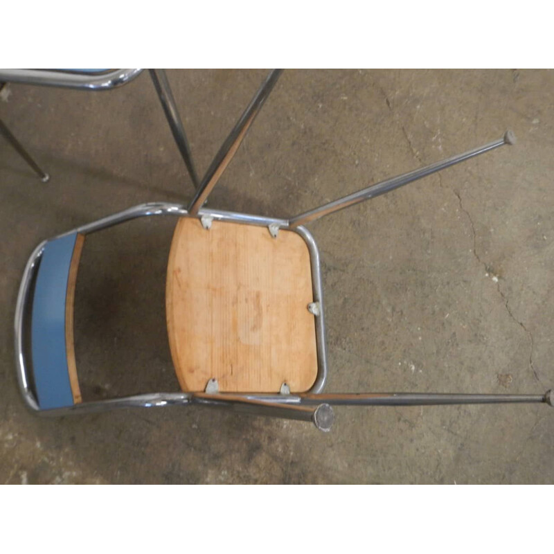 Pair of vintage chairs in blue formica