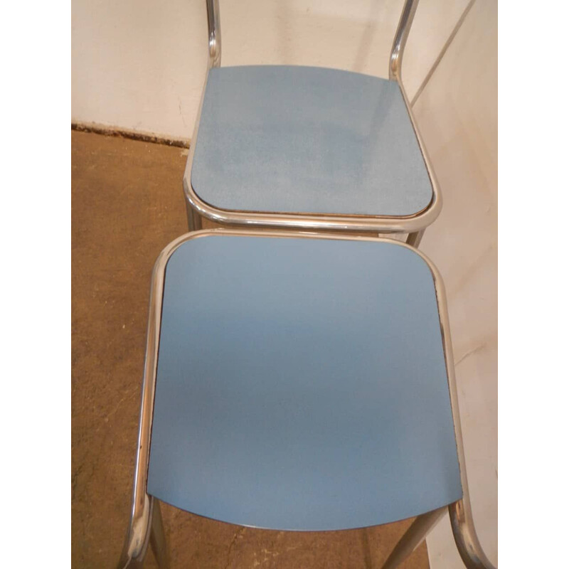 Pair of vintage chairs in blue formica