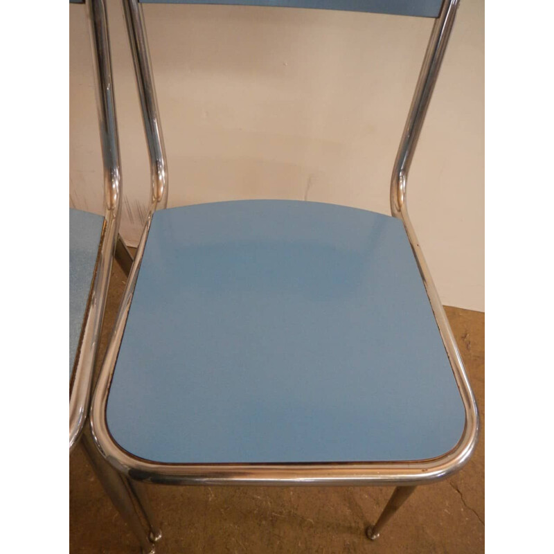 Pair of vintage chairs in blue formica