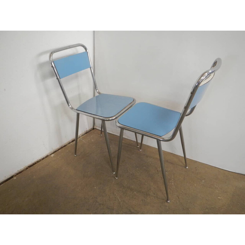 Pair of vintage chairs in blue formica