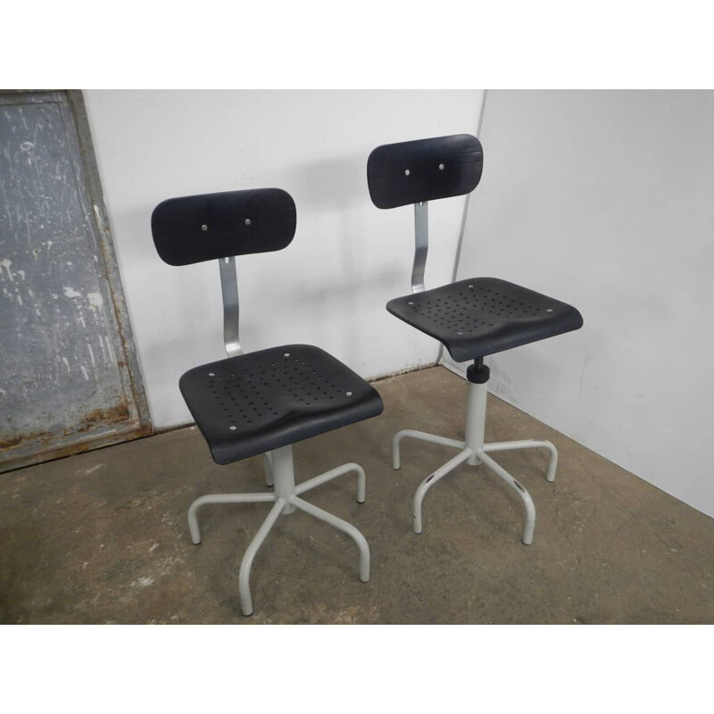 Pair of vintage plastic swivel stools