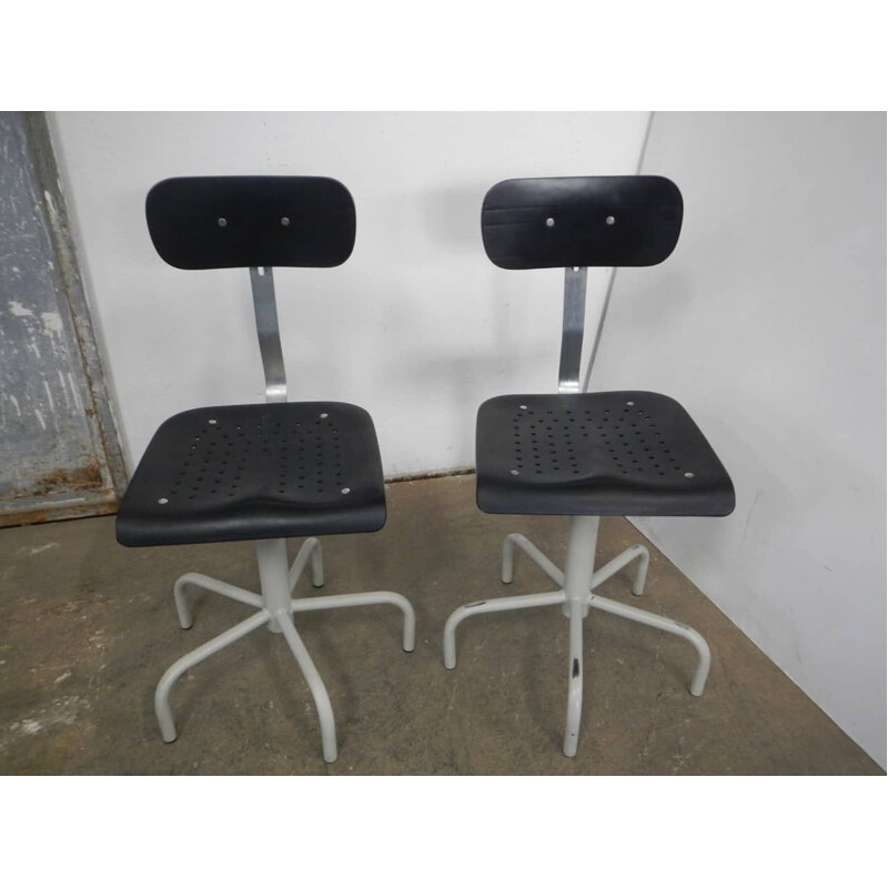 Pair of vintage plastic swivel stools