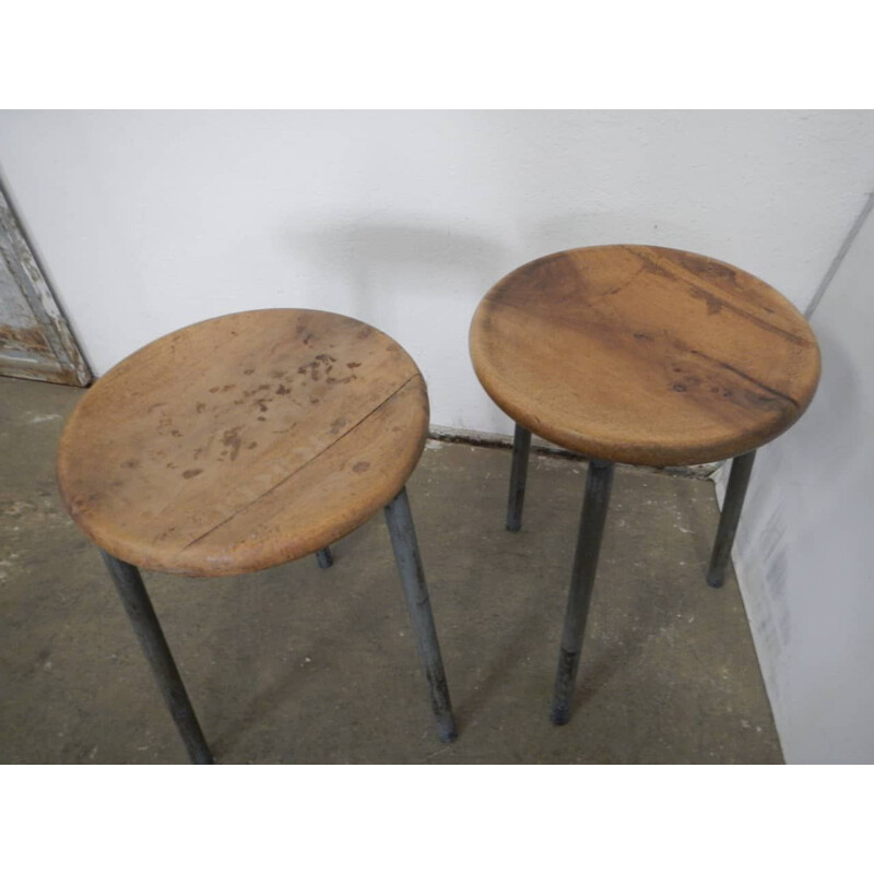 Pair of vintage wood stools