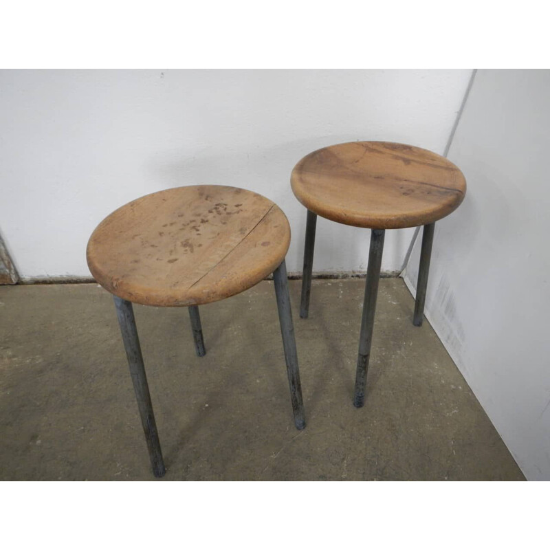 Pair of vintage wood stools