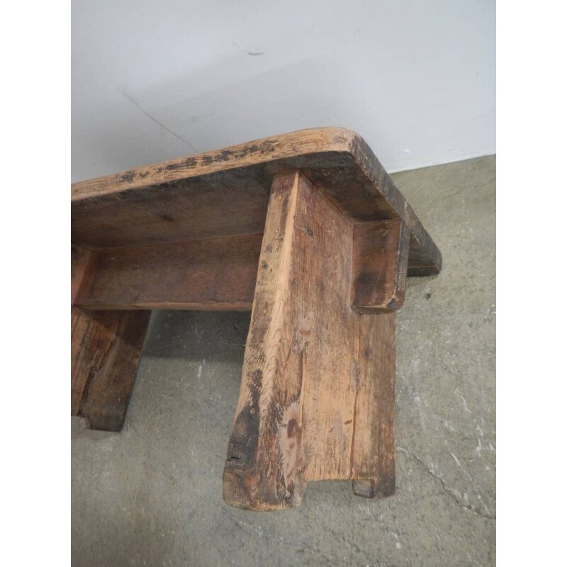 Vintage footrest in fir wood