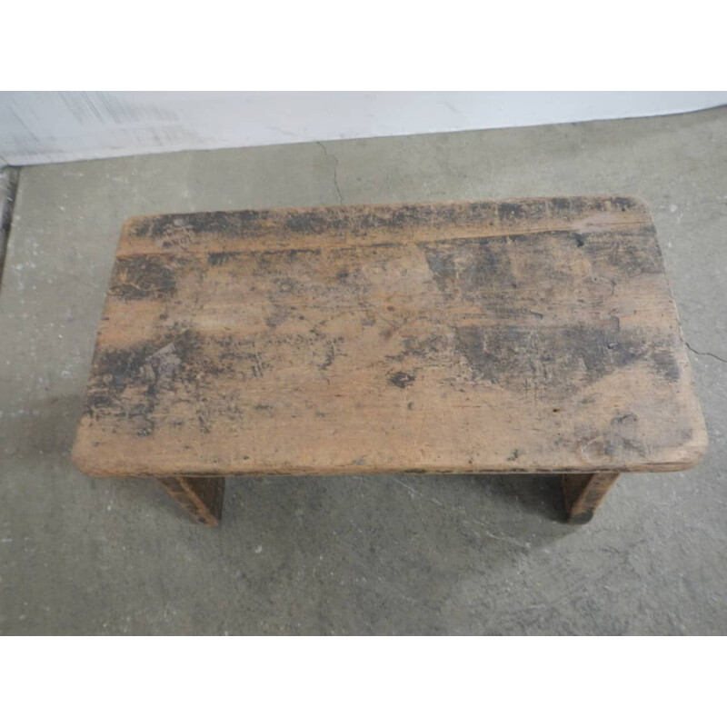 Vintage footrest in fir wood