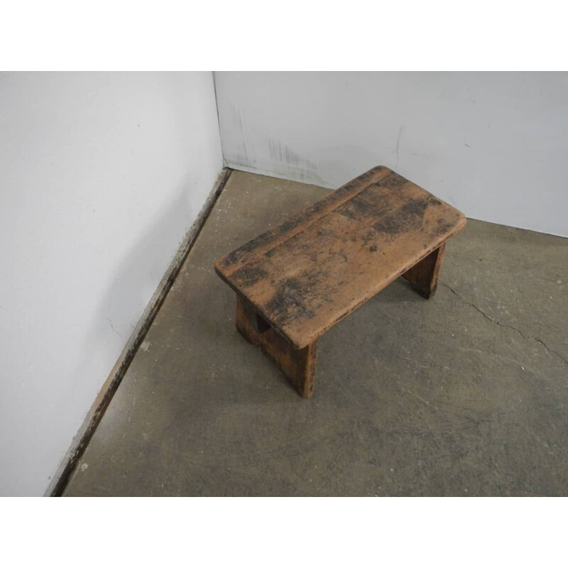 Vintage footrest in fir wood