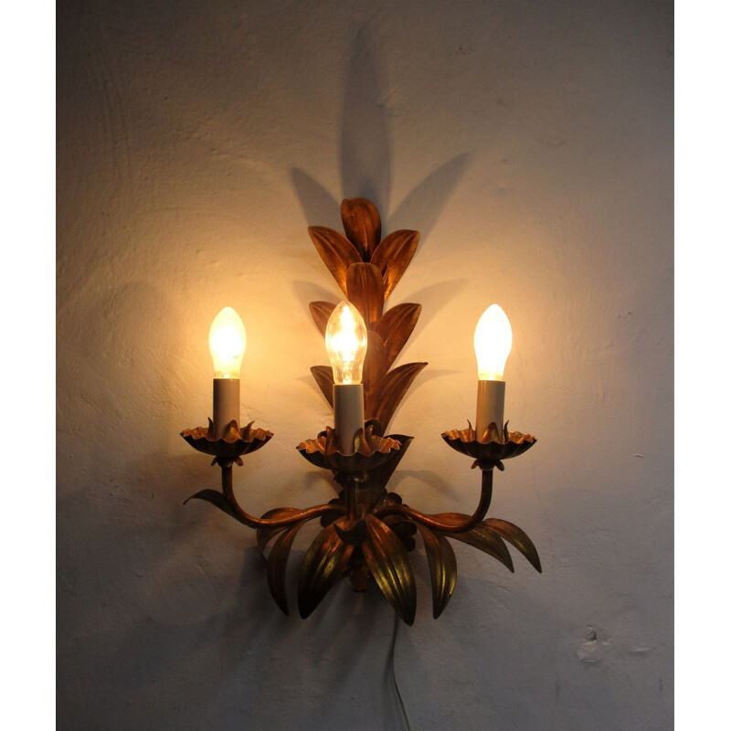 Vintage palm wall lamp, Italy 1960s