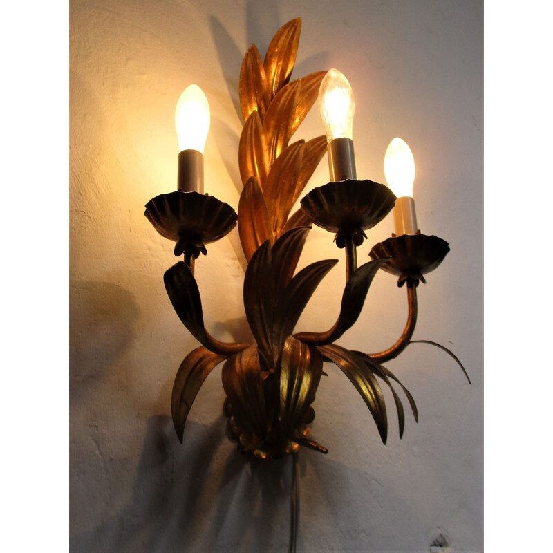 Vintage palm wall lamp, Italy 1960s