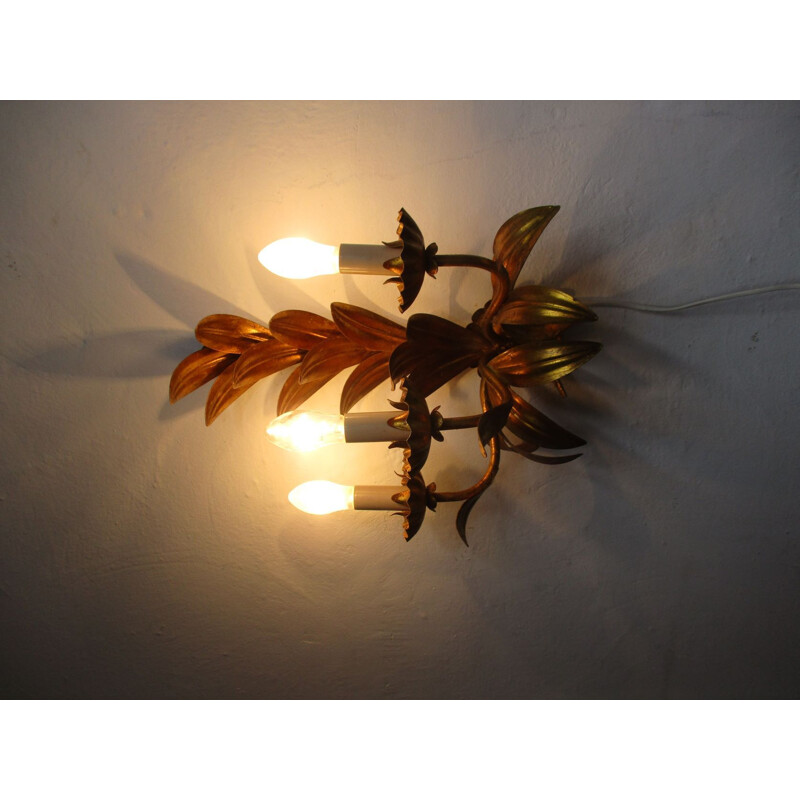 Vintage palm wall lamp, Italy 1960s