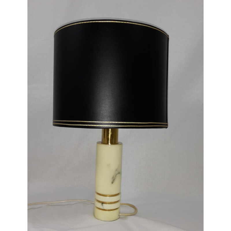 Italian table lamp in marble and black fabric - 1970s