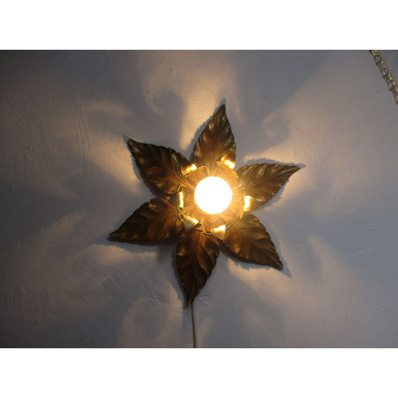 Vintage wall lamp in a form of floral rosette, Germany 1970s