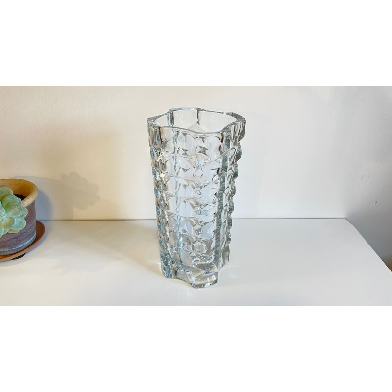 Vintage cast semi-crystal vase, 1950