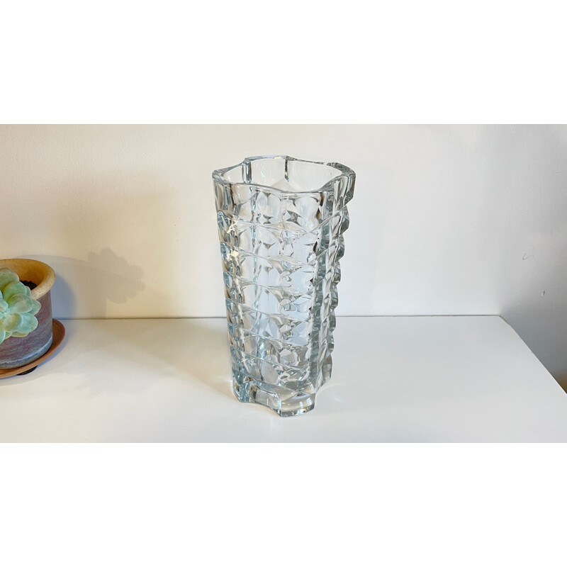 Vintage Vase aus geformtem Halbkristall, 1950