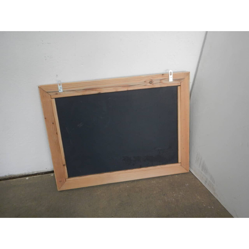 Vintage wall blackboard in fir wood and slate, 1970