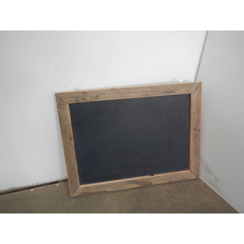 Vintage wall blackboard in fir wood and slate, 1970