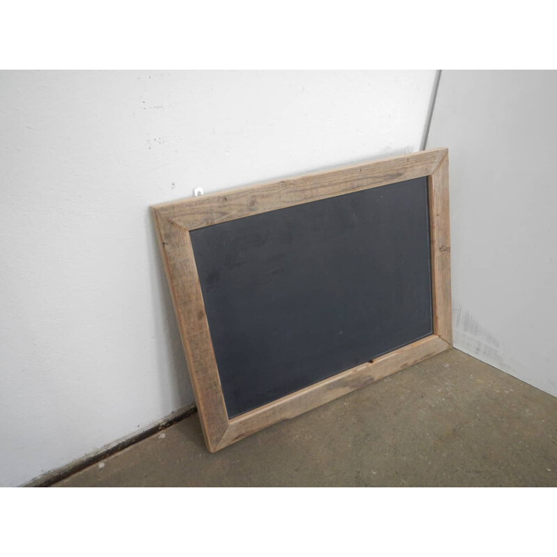 Vintage wall blackboard in fir wood and slate, 1970