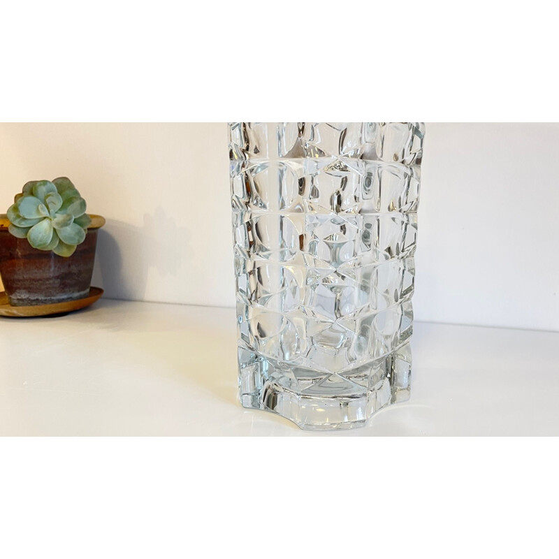 Vintage cast semi-crystal vase, 1950