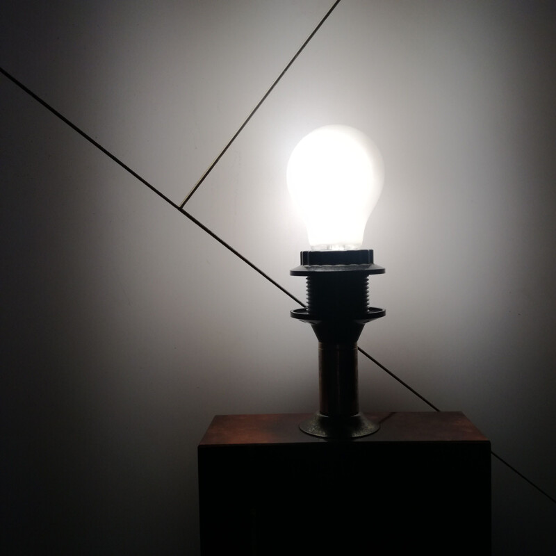 Vintage lamp stand in elmwood burr