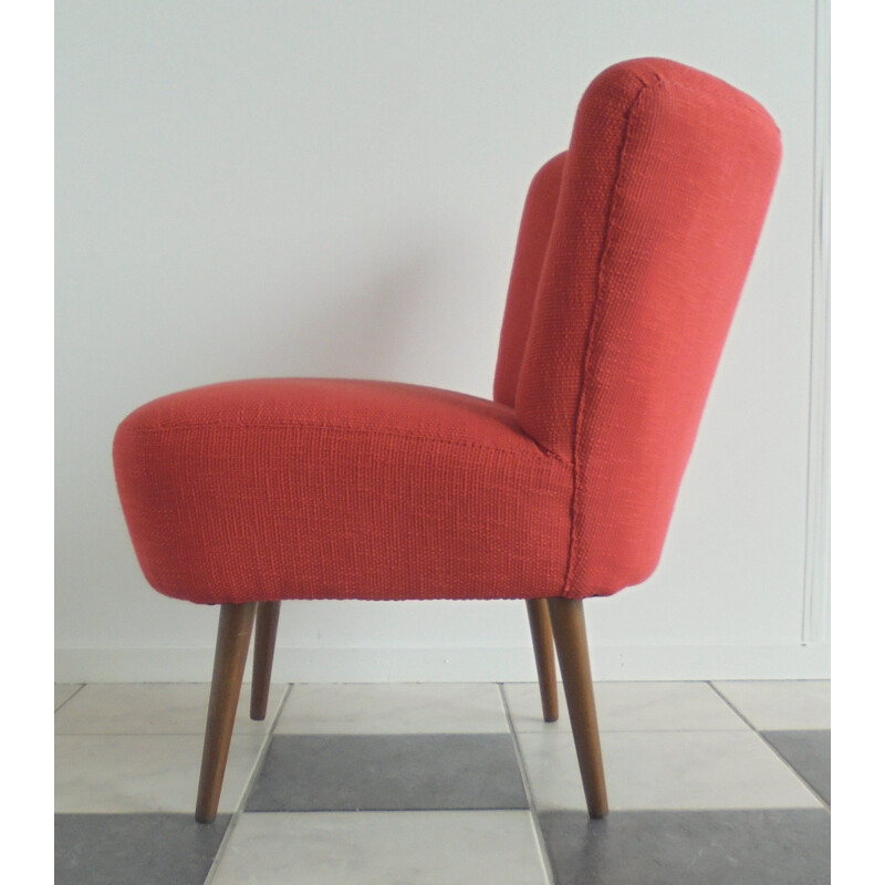 Re-upholstered pink fabric cocktail chair - 1950s