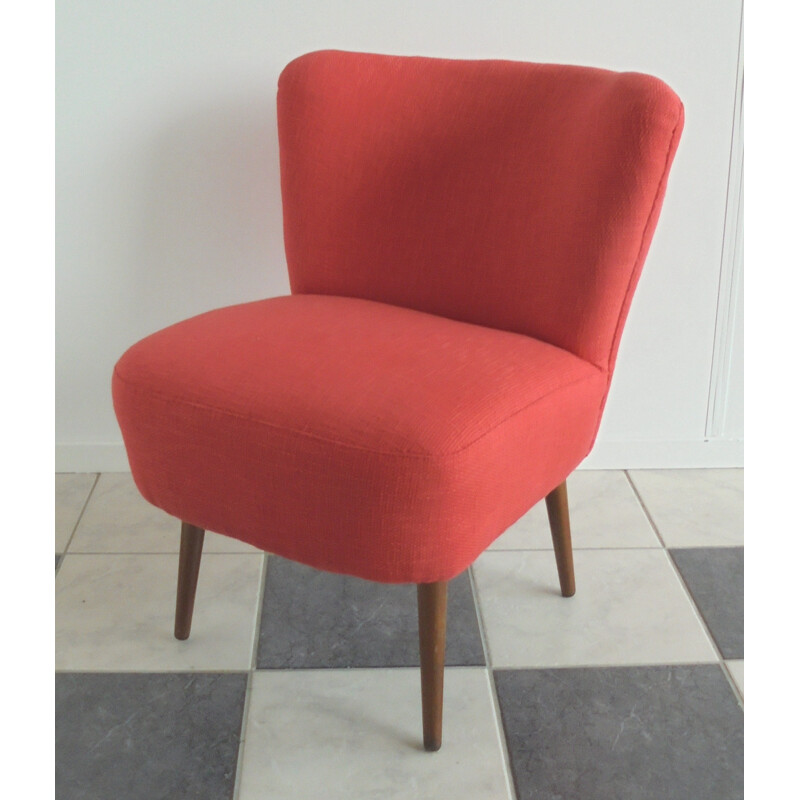 Re-upholstered pink fabric cocktail chair - 1950s