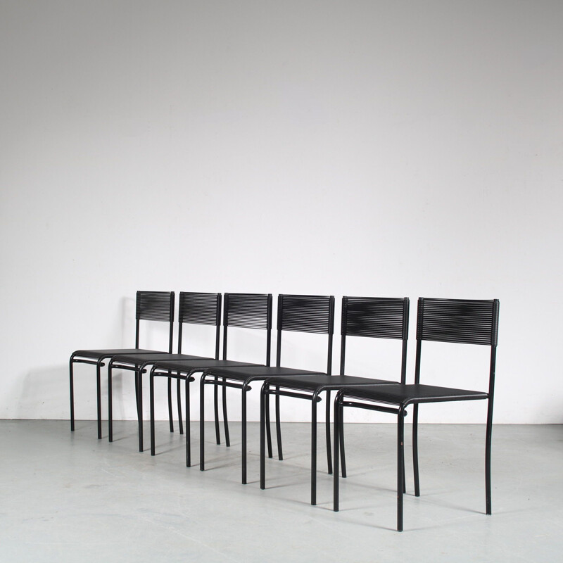 Set of 6 vintage "Spaghetti Gemin" dining chairs by Giandomenico Belotti for Alias, Italy 1970s