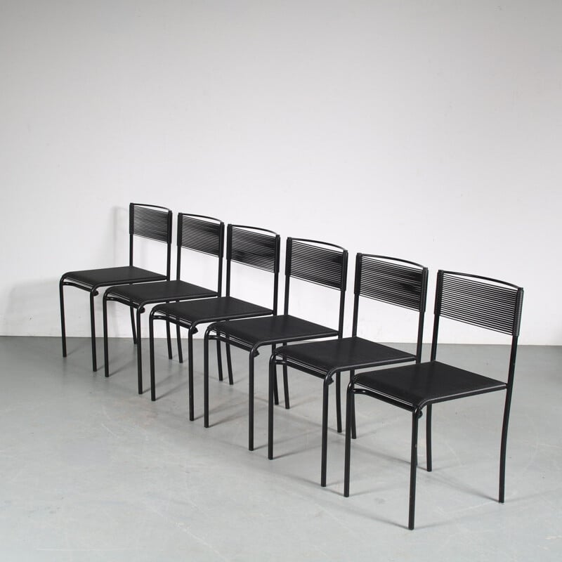 Set of 6 vintage "Spaghetti Gemin" dining chairs by Giandomenico Belotti for Alias, Italy 1970s