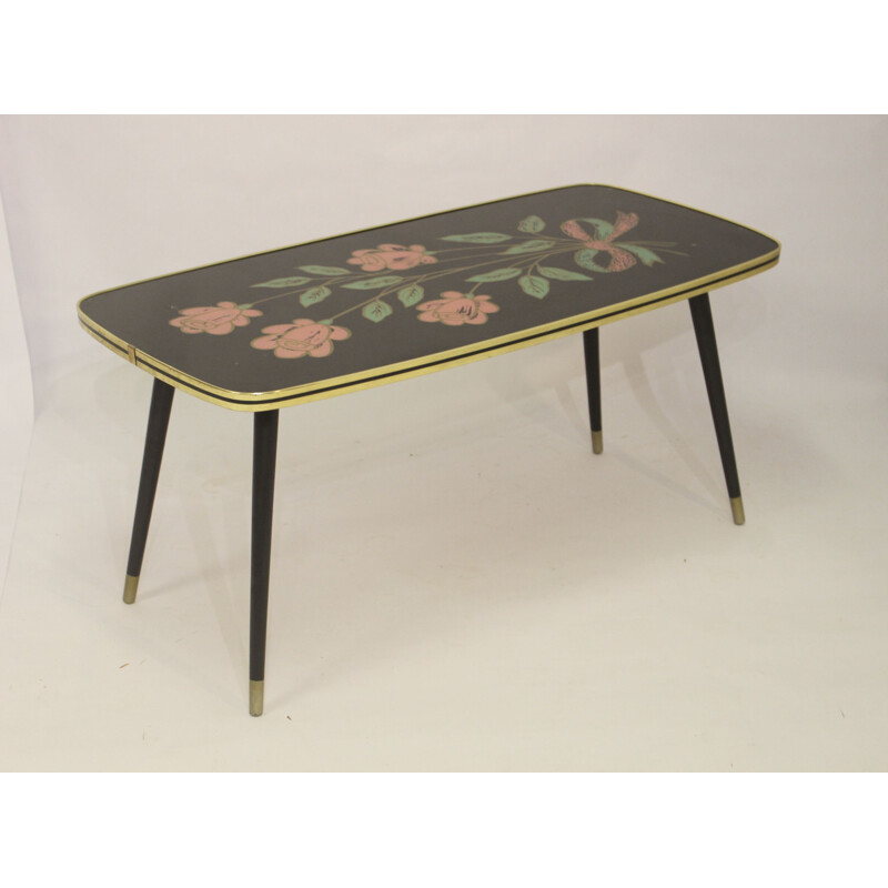 Vintage coffee table with flower design, 1960