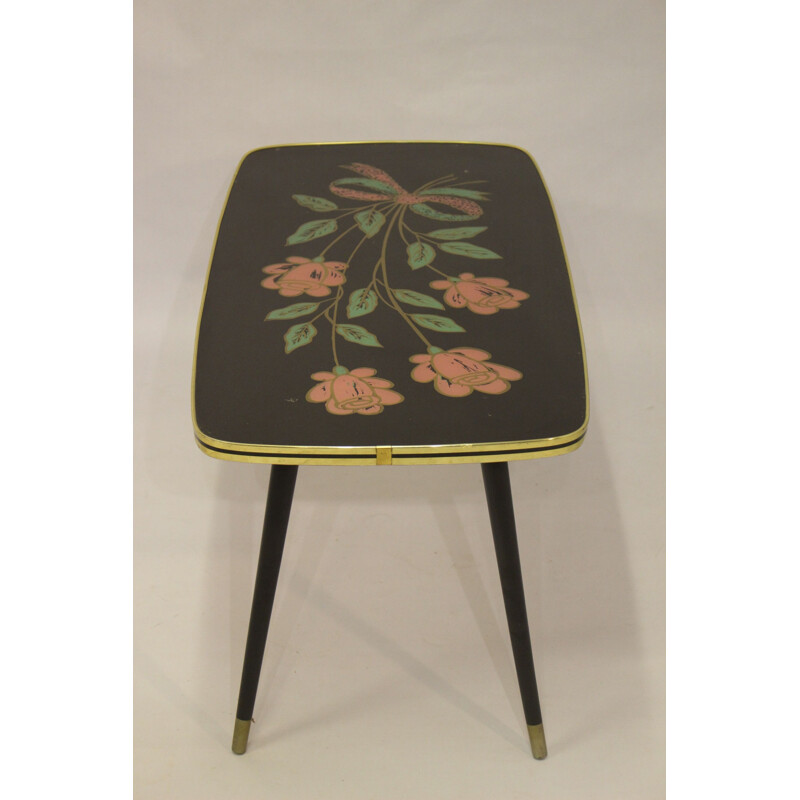 Table basse vintage à motifs fleur, 1960