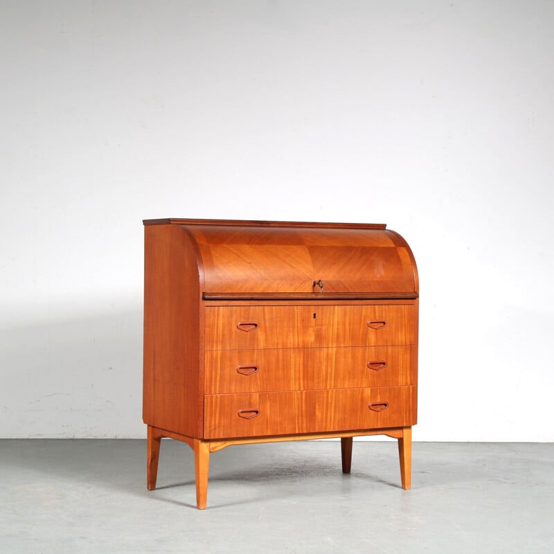 Cylinder vinatge secretary by Egon Ostengaard for Svensk Mobelindustri, Sweden 1960