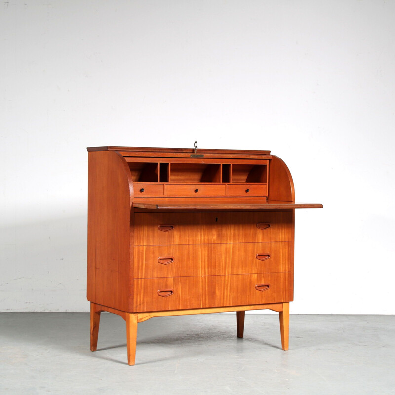 Cylinder vinatge secretary by Egon Ostengaard for Svensk Mobelindustri, Sweden 1960