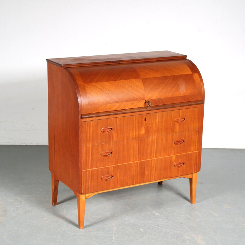 Cylinder vinatge secretary by Egon Ostengaard for Svensk Mobelindustri, Sweden 1960