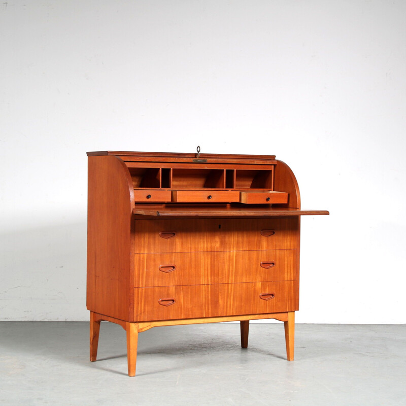 Cylinder vinatge secretary by Egon Ostengaard for Svensk Mobelindustri, Sweden 1960