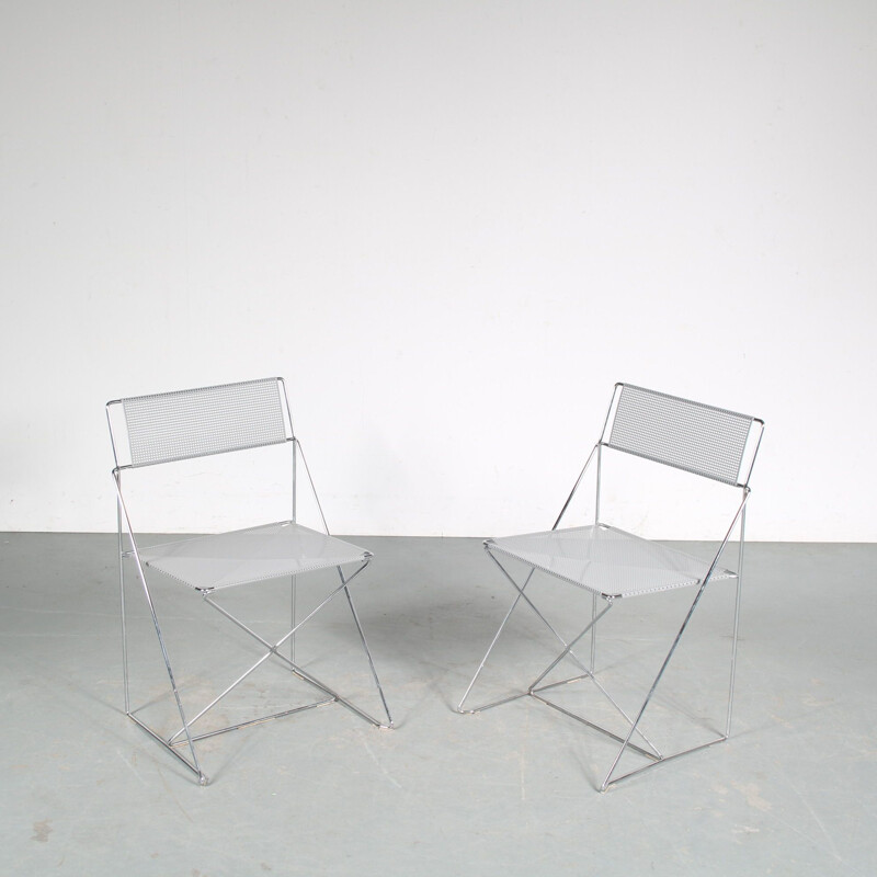 Pair of vintage "X-Line" chairs by Niels Jorgen Haugesen for Hybodan, Denmark 1980s