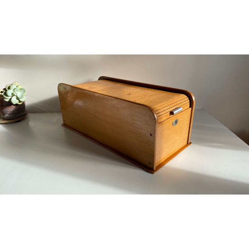 Vintage wooden box with curtain